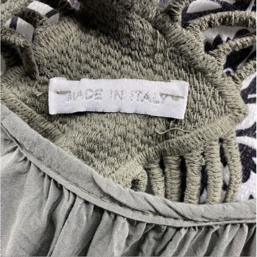 Italian made crochet trim cutout back tank. Olive. Summer Light. One Size - Picture 7 of 7